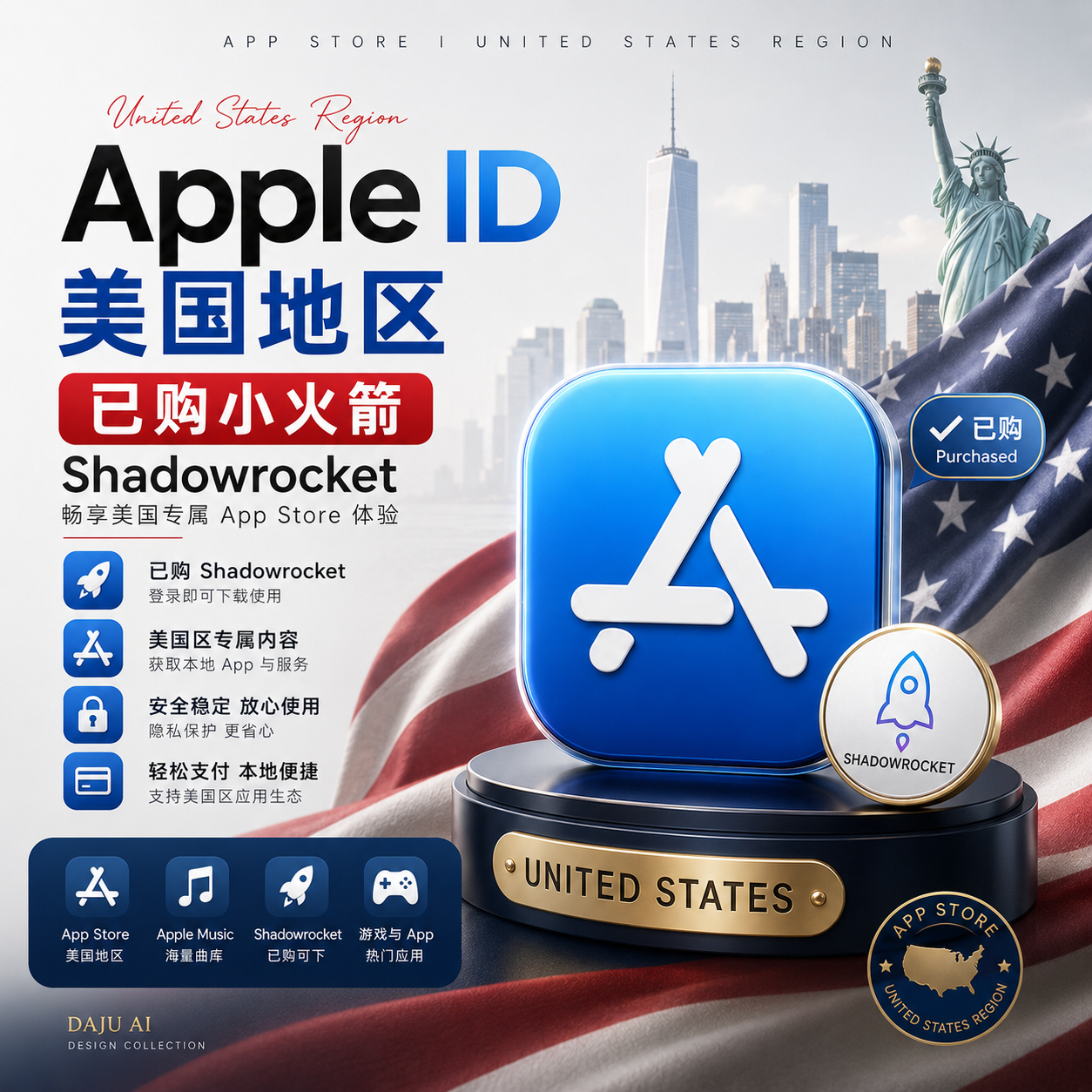 美国Apple ID | 已购小火箭独享成品